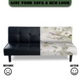 thumbnail image 5 of SCRAWLGOD Floral Robin Print White Non Slip Futon Cover, Armless Washable Couch Cover for Futon, Stretch Sofa Cover, Scratch Resistant Furniture Protector for Pets, Dog and Cat, 5 of 7