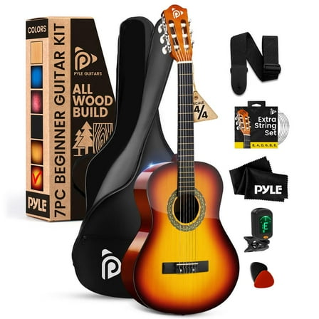 39" 6-String Classic Guitar with Digital Tuner and Accessory Kit (Brown)