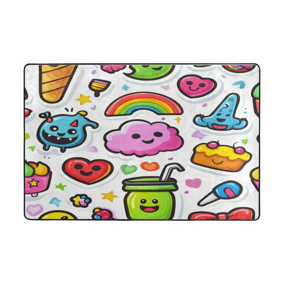 Area Rugs 36"x24" Indoor Non-Slip Wear Resistant Floor Mats Soft Large Carpets for Living Room Bedroom Home Decor Washable Rug Colorful Rainbow