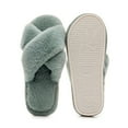thumbnail image 3 of Slippers for Women,Fuzzy Slippers Band Memory Foam Slippers Open Toe,Womens Slippers,Green,6.5, 3 of 9