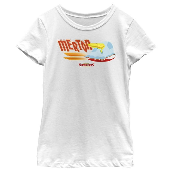 Girl's DC League of Super-Pets Merton Wing Shell Graphic Tee White Large