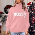 thumbnail image 3 of Pounoo Chandails à Col Roulé pour Femmes Manches Longues Col Roulé Imprimé Lettre Joyeuse Hauts Rassemblements de Vacances Vêtements d'Hiver Hauts Cadeau, 3 of 9