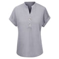 thumbnail image 3 of T Shirts for Women V Neck Casual Brushed Strip V Neck Bat Short Sleeved T Shirt, 3 of 5