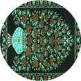 thumbnail image 1 of Ahgly Company Machine Washable Indoor Round Persian Turquoise Blue Traditional Area Rugs, 6' Round, 1 of 4