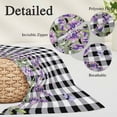thumbnail image 2 of Lavender Floral Pillow Covers, Linen Long Throw Pillow Case, Purple Flowers Butterfly Black Gray Plaid Holiday Pillow Protector Decorative Cushion Cover for Living Room/Bedroom 16" x 24", 2 of 8