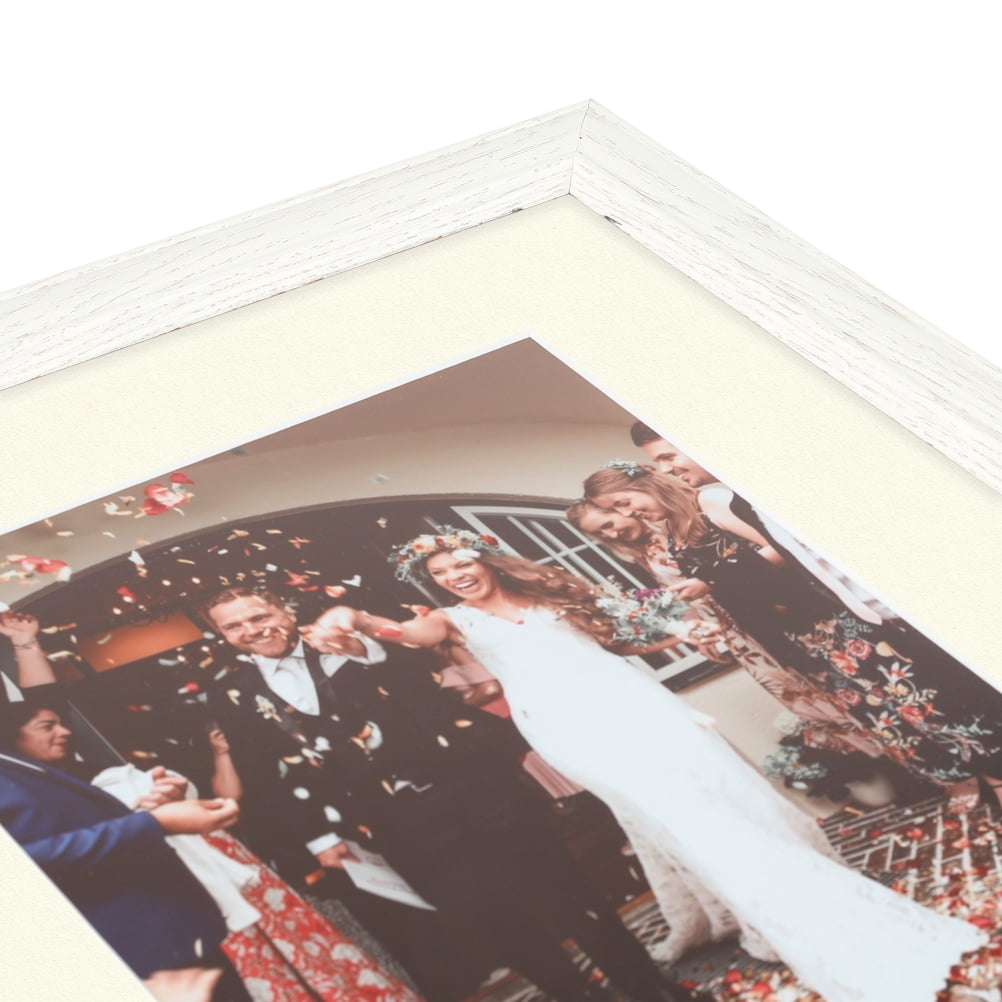 ArtToFrames 22x28 Matted Picture Frame with 18x24 Single Mat Photo Opening Framed in 1.25 Off White Wash on Ash and 2 Brilliant White Mat (FWM-4098-22x28)