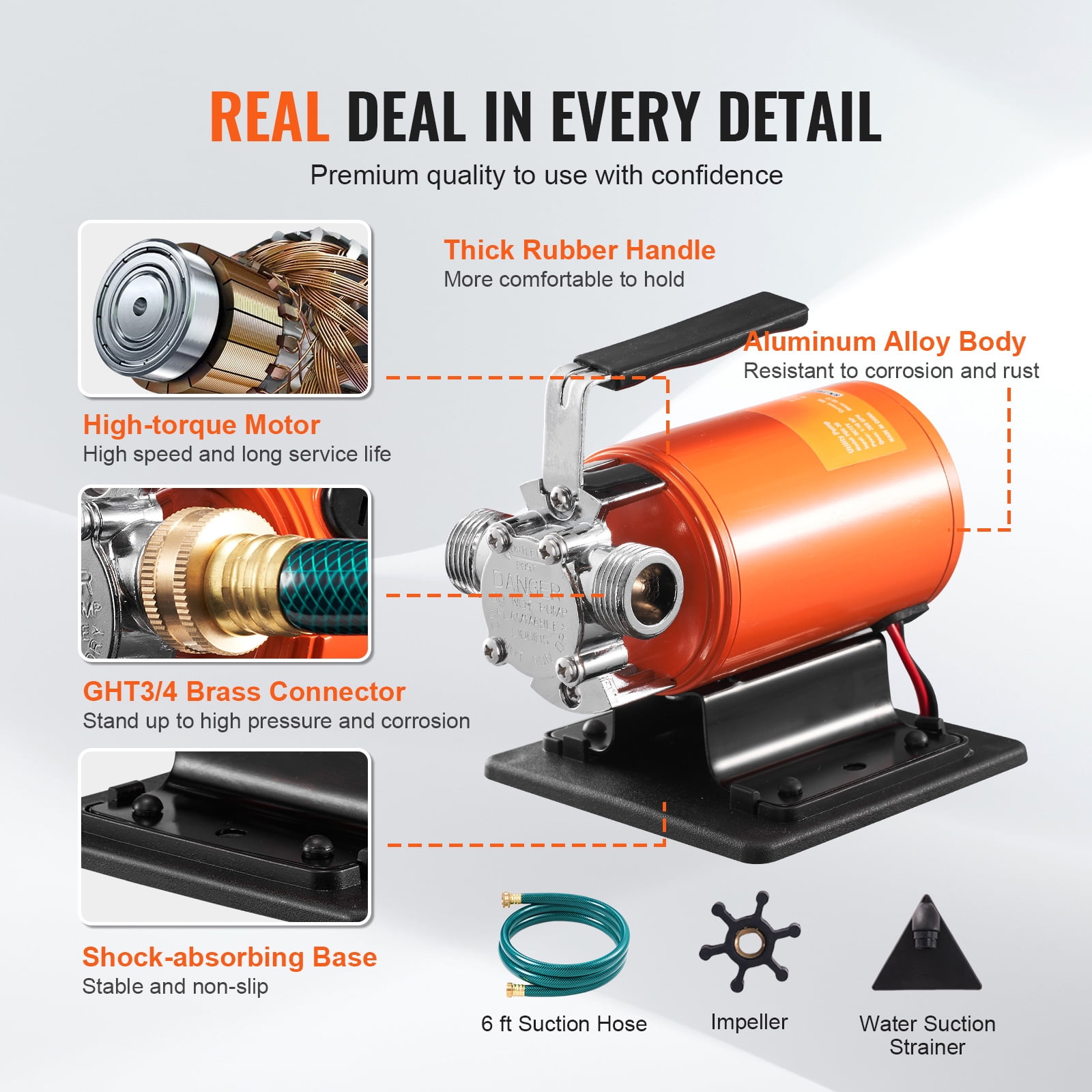 KFFKFF Pump Portable multi-function pump 12V 360 GPH 1/10 HP hose