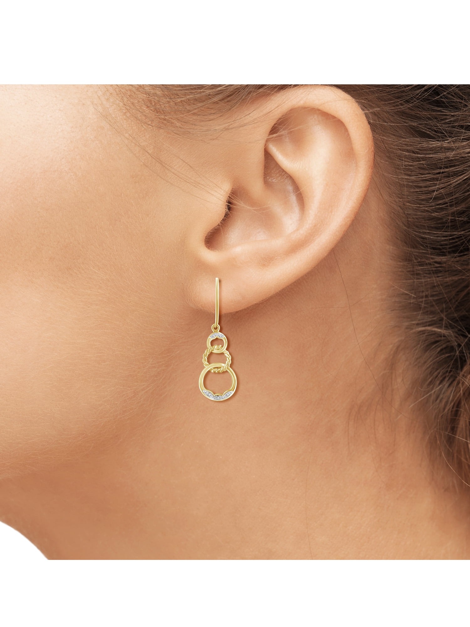 White Diamond Accent 14kt Gold-Plated Dangle Earrings