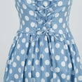 thumbnail image 6 of Women's Vintage Dress Polka Dots Neck Lace-Up Summer Sleeveless 1950s Retro Cocktail Party Swing Midi Dresses (Small, Light blue), 6 of 8