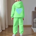 thumbnail image 4 of Girls' Long Sleeve Pant Sets - Girls Casual Print Hoodie And Pants Fashionable Two Piece Outfit For Kids Comfortable Athleisure (Green,4-5 Years), 4 of 7