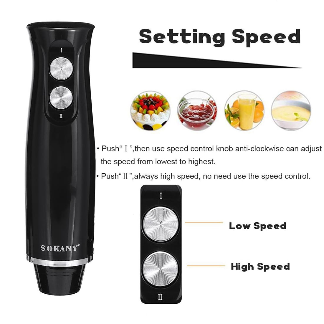 DEISNGB Immersion Blender, 500 Watt Immersion Hand Blender, 5-in-1 Stick Blender with Chopper, Blender for Kitchen with 600ml Beaker(Black)