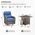 thumbnail image 2 of Planntonneo 5pcs Patio Furniture Set with Fire Pit Table, 4pcs Outdoor Wicker Swivel Chairs with 30" Propane Fire Table Square, 6inch Thickened Blue Cushions, 2 of 14