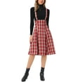 thumbnail image 2 of INSPIRE CHIC Overall Plaid Dress for Women's Christmas Tartan Pinafore Suspender Skirt S Dark Red, 2 of 5