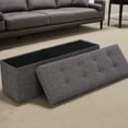 thumbnail image 3 of Repose-pieds Ottoman avec Couvercle Relevable et Rangements Cachés Banc de Rangement avec Épais Tapissage Gris, 3 of 4