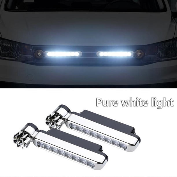 Encendiendo 2 luces LED de circulación diurna para coche con energía eólica, lámparas decorativas DRL para automóvil