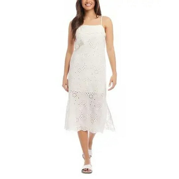 Karen Kane IVORY Women's Cotton Eyelet MIDI Dress, US X-Large