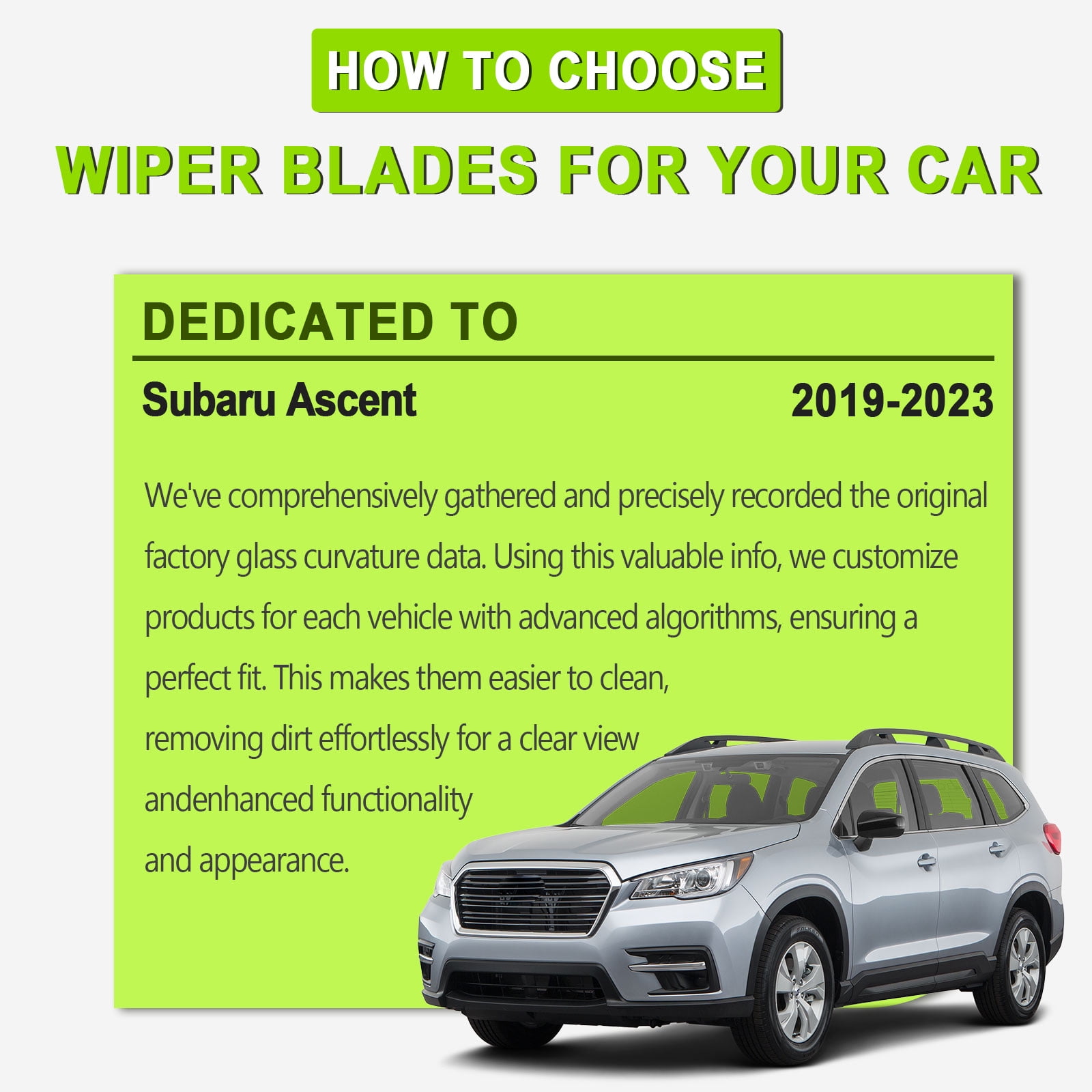 FARRLADI Silicone Windshield Wipers Replacement for Subaru Ascent 2019-2023,Original Equipment Automotive Replacement Wiper Blades - 26"+20"+14"(3 Pack)