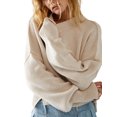 thumbnail image 5 of xiaxaixu Chandail en Tricot Uni/à Rayures pour Femmes Col Rond Manches Longues Pulls Amples Printemps Automne Décontractés Mode Urbaine, 5 of 5