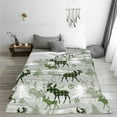 thumbnail image 5 of Honeii green plaid Moose tree Print Fleece Blanket - Throw Blanket for Bed, Sofa, Couch, Camping, and Travel , Microplush Ultra Soft Warm Blanket-50"x40", 5 of 7
