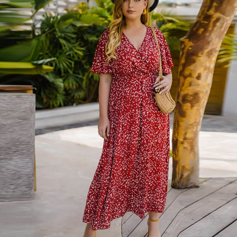  Summer Dresses for Women 2023 Casual Sexy Plus Size V