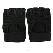 Outdoor Sports Cycling Mesh Half Finger Gloves Hand Protector Black Pair