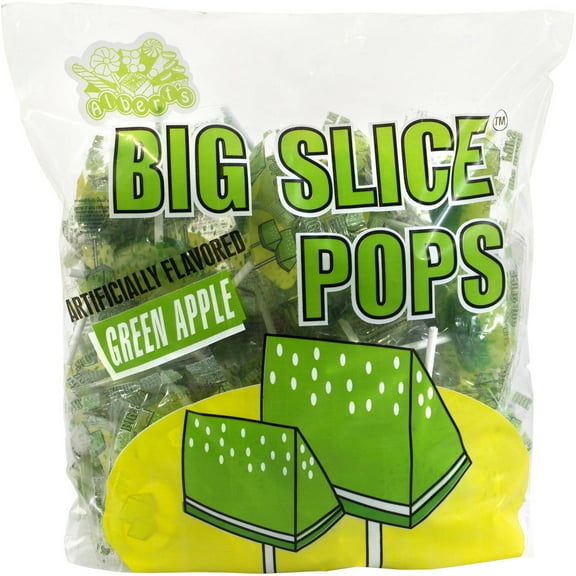 Albert's Big Slice Pops Green Apple Candy, 48 count