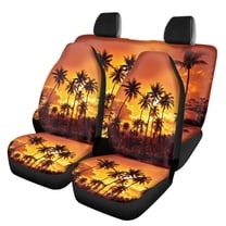 Renewold Hawaiian Palm Tree Gold Car Seat Covers Full Set for Women Men, Front Seat Protector Cover Rear Backrest Bottom Cover Full Set of 4pcs
