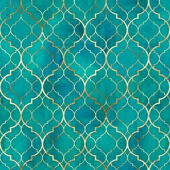 MuralsPrint Peel and Stick Green Moroccan Removable Wallpaper, Peel and Stick Decals, 10 ft x 24 in