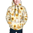 thumbnail image 5 of Kll Unisex Kids Boys Girls Hooded Pocket Pullover Hoodies-Shiba Inu Dog And Sunflower, 5 of 9