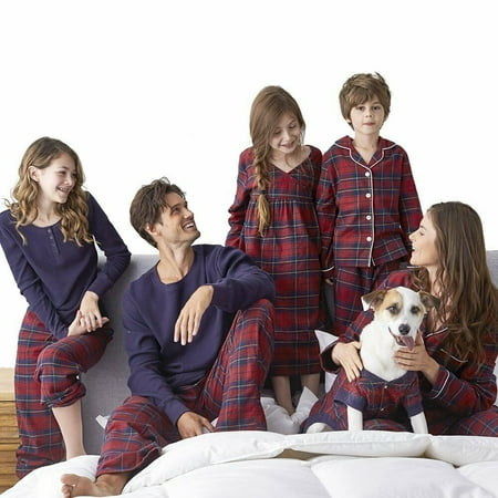 Boy's&Girl's Christmas Plaid Pajamas Long Sleeve Kids Sleepsuit Cotton Pyjamas Set Home Nightwear Sleepwear for