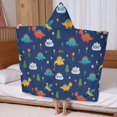 thumbnail image 5 of Dark Blue Dinosaurs ROAR Pattern Hooded Bath Towel，60"x35" for Ages 3 To 12 Kids, Quick Dry Lightweight Soft Microfiber Hood Beach Towel Cover Up for Kids, 5 of 7