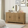 thumbnail image 5 of YOCWO Beige Sideboard and Buffets, Mid Century Storage Cabinets with 4 Doors and Adjustable Shelves Buffet Cabinet for Kitchen Dining Room Living Room Bedroom, 5 of 6