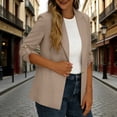 thumbnail image 4 of Setooff Women's Open Front Lapel Single Button 3/4 Length Sleeve Rolled Cuff Work Office Blazer Jacket, Trendy Business Casual Womens Tops, Versatile Tshirts Shirts for Women, 4 of 9