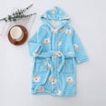 thumbnail image 2 of Boys Girls Kids Thick Coral Fleece Bathrobe,Warm Cozy Hooded Robe with Adjustable Belt,Cute Print,for Boys Girls Toddlers 18-24 Months 2-12T for Cold Weather Kids Pajamas,Dark Blue,Size 10-12T, 2 of 6