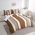 thumbnail image 3 of Homewish Geometric Stripes 7-Piece Twin Bedding Sets,Modern Abstract Geometric Bedding Comforter Set,Beige Brown Sheet Sets For Men Women,Super Cozy Room Decor Reversible, 3 of 8