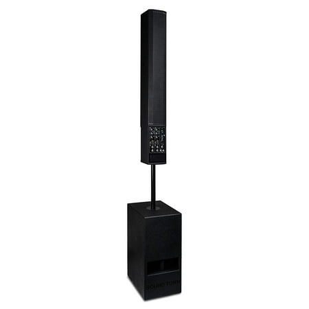 Sound Town Powered Column Speaker Line Array System with One 6 x 5” Column Speaker and One 10” Subwoofer for Live Music, House of Worship, Meeting Rooms,