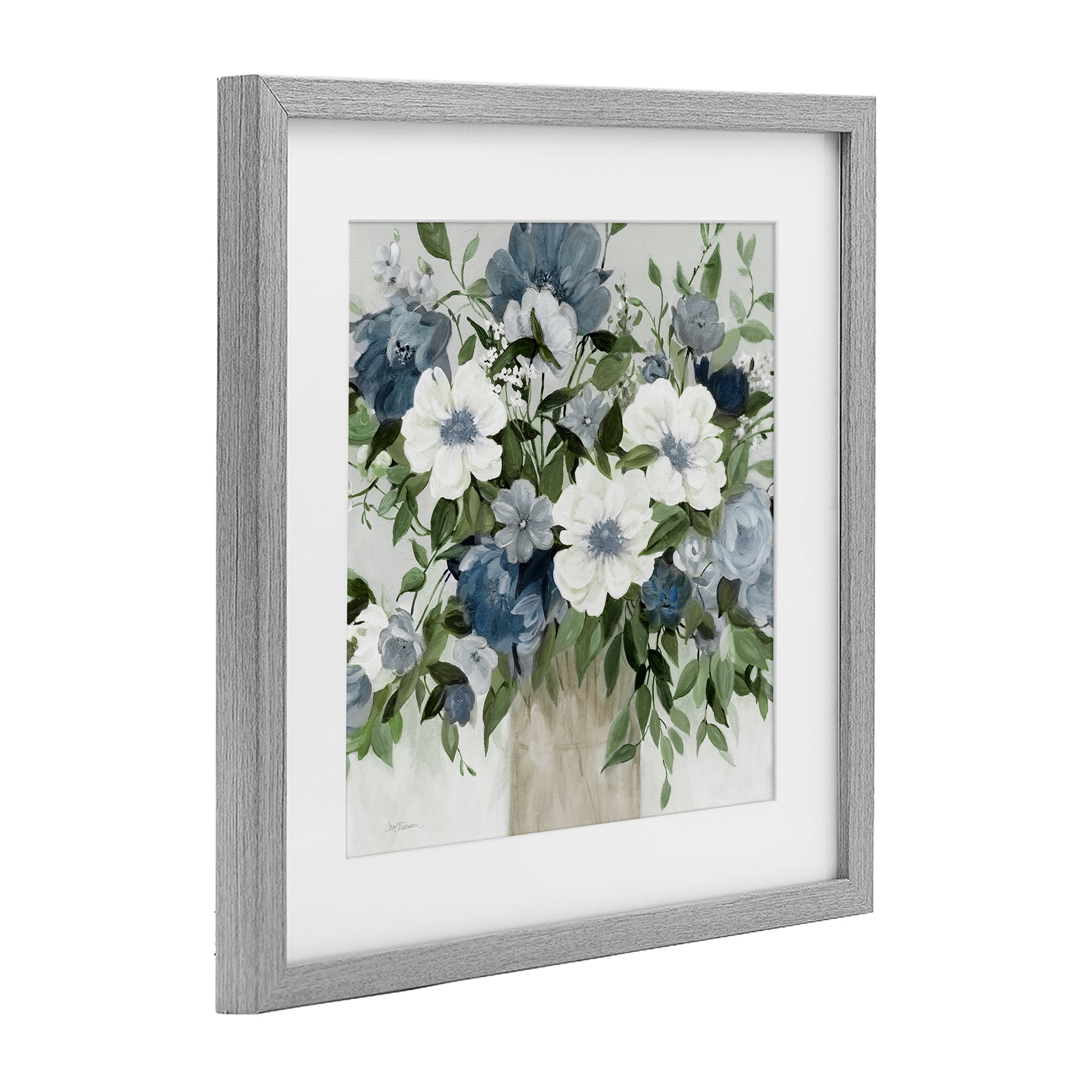 Stupell Industries White & Grey Blossoms Gray Framed Print Under Glass, design by Carol Robinson