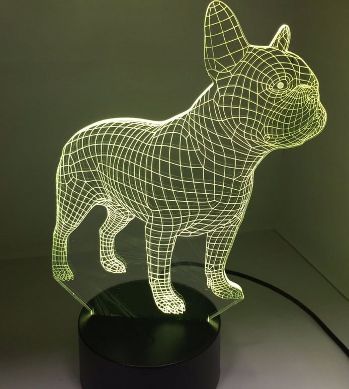3D English Bulldog Dog Night Light 7 Color Change LED Desk Lamp Touch Decor Gift 