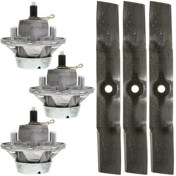 John Deere Spindle and Mower Blade 3 Pack 1023E 1025R 2025R X340 X500 Z425 Z435