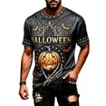 thumbnail image 3 of CONZONE Mens Halloween T-Shirts Letter Pumpkin Graphic Tees for Men Short Sleeve Crew Neck Fashion Tops, 3 of 3