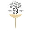 59th Birthday / Anniversary Novelty Burlap Cupcake Decoration Picks -12pack