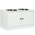 thumbnail image 2 of PawHut Magnetic-Door Dog Food Storage Cabinet & Dog Feeding Station, White, 2 of 9
