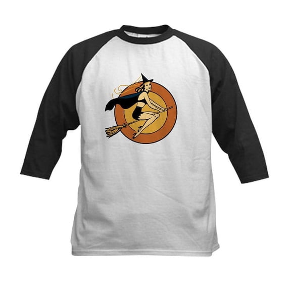 CafePress - Retro Witch Baseball Jersey - Kids Cotton Baseball Jersey, 3/4 Sleeve Shirt