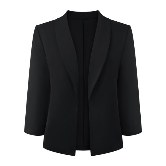 DARING DIVA Women's Open Front Lightweight Cardigan Shawl Collar Blazer S Black