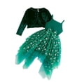 thumbnail image 1 of WUANDIXFA Robe Fille Noël Robe Fille Noël Robe Flocon de Neige Nœud Robe en Maille Manteau à Manches Longues Ensemble Deux Pièces Vert, 5-6 Ans, 1 of 6