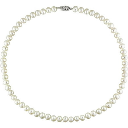6.5mm - 7mm White Freshwater Pearl Necklace, 18