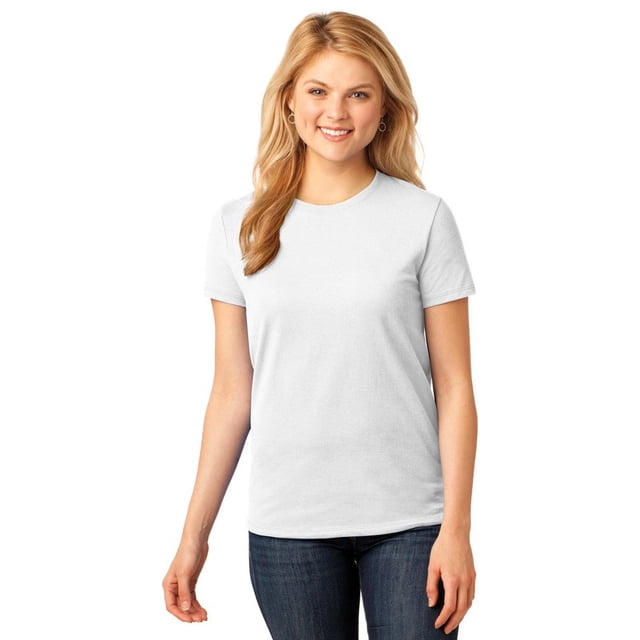 Port & Company Ladies 5.4-oz 100% Cotton T-Shirt, White, Small
