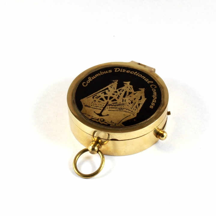 Customised Brass Pocket Compass Engraved Logo Glass Leather Case-for Graduation Christmas New Year Father's Day Gift Giving
