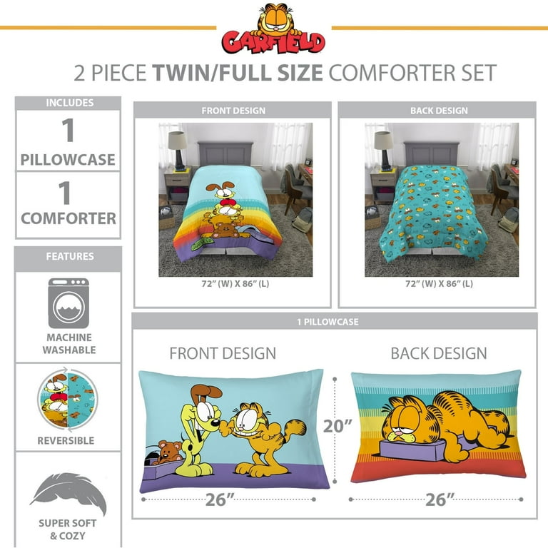 Garfield Kids Comforter and Pillowcase, 2-Piece Set, Twin/Full
