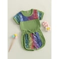 thumbnail image 3 of Bagilaanoe 2pcs Little Girls Short Pants Set Sequin Short Sleeve T-Shirt Tops + Shorts 2T 3T 4T 5T 6T 7T Kid Casual Summer Outfits, 3 of 9